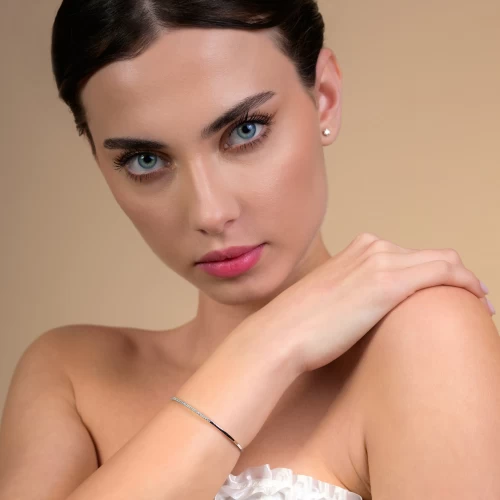 Brățară flexibilă, aur 18k, inserție titan, diamante naturale 0.41 ct, cod 01039LBBD