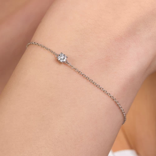 Brățară illusion ajustabilă 14-25 cm, aur 18k, diamante naturale 0.03 ct + 0.04 ct, cod 01016LBB25D