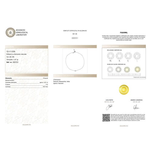 Brățară illusion ajustabilă 14-25 cm, aur 18k, diamante naturale 0.03 ct + 0.04 ct, cod 01016LBB25D