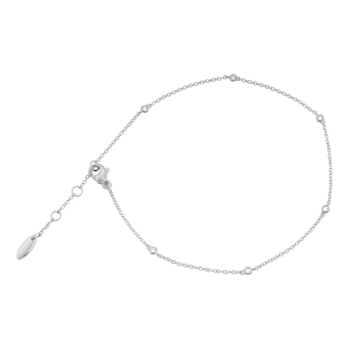 Brățară gleznă ajustabilă 22-25 cm, aur 18k, diamante naturale 0.10 ct, cod 15325-6LCBD
