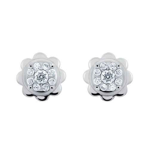 Cercei illusion, aur 18k, diamante naturale 0.06 ct + 0.07 ct, cod 01036LOB25D