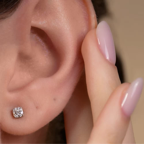 Cercei illusion, aur 18k, diamante naturale 0.06 ct + 0.07 ct, cod 01036LOB25D