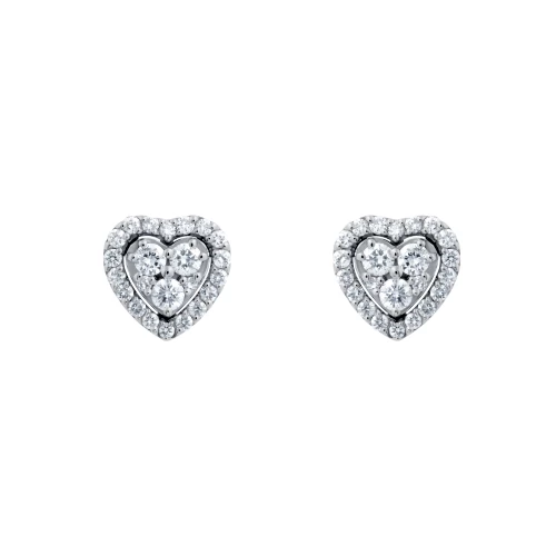 Cercei în formă de inimă, aur 18k, diamante naturale 0.14 ct + 0.17 ct, cod 16574LOBD