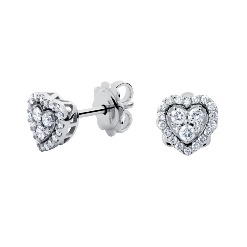 Cercei în formă de inimă, aur 18k, diamante naturale 0.14 ct + 0.17 ct, cod 16574LOBD
