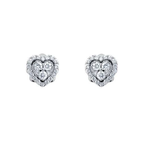 Cercei în formă de inimă, aur 18k, diamante naturale 0.14 ct + 0.17 ct, cod 16574LOBD