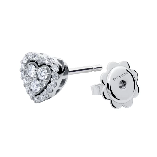 Cercei în formă de inimă, aur 18k, diamante naturale 0.14 ct + 0.17 ct, cod 16574LOBD