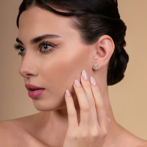 Cercei în formă de inimă, aur 18k, diamante naturale 0.14 ct + 0.17 ct, cod 16574LOBD