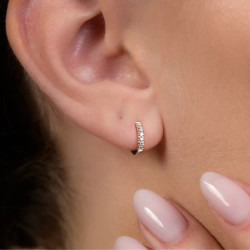 Cercei tip tortiță, aur 18k, diamante naturale 0.11 ct, cod 01088LOBD