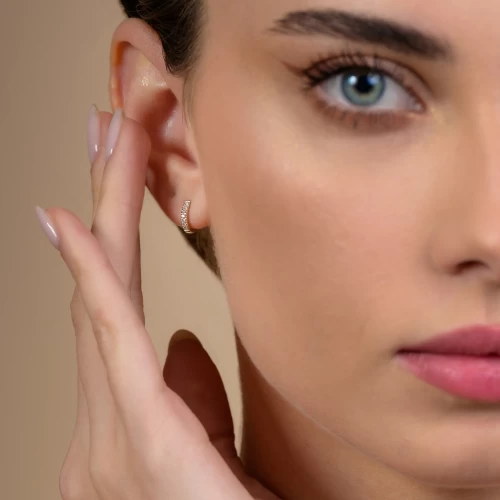 Cercei tip tortiță, aur 18k, diamante naturale 0.11 ct, cod 01088LOBD