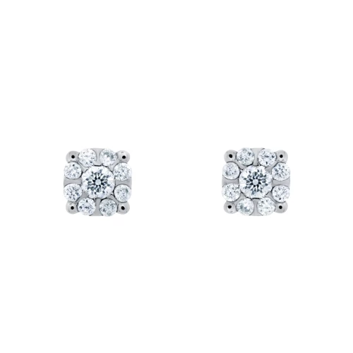 Cercei illusion, aur 18k, diamante naturale 0.06 ct + 0.07 ct, cod 01036LOB25D