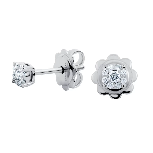 Cercei illusion, aur 18k, diamante naturale 0.06 ct + 0.07 ct, cod 01036LOB25D