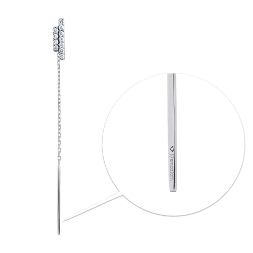 Cercel lung, aur 18k, diamante naturale 0.11 ct, cod 15303LOBD