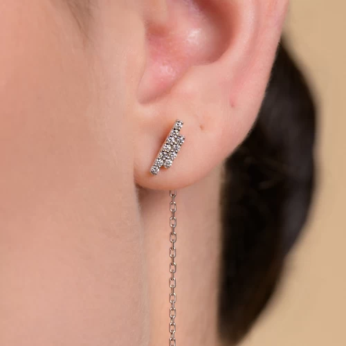 Cercel lung, aur 18k, diamante naturale 0.11 ct, cod 15303LOBD