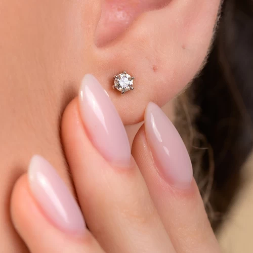 Cercel tip stud, aur 18k, diamant natural 0.20 ct, cod 01079LOB40D1