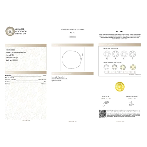 Brățară gleznă ajustabilă 22-25 cm, aur 18k, diamante naturale 0.10 ct, cod 15325-6LCBD