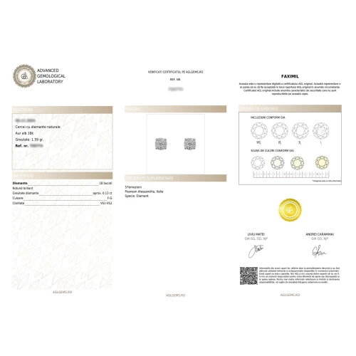 Cercei illusion, aur 18k, diamante naturale 0.06 ct + 0.07 ct, cod 01036LOB25D