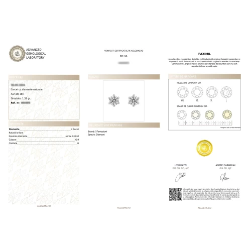 Cercei tip studs, aur 18k, diamante naturale 0.40 ct, cod 01079LOB40D