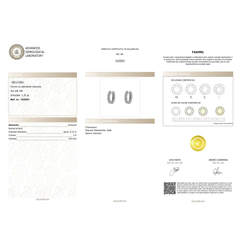 Cercei tip tortiță, aur 18k, diamante naturale 0.11 ct, cod 01088LOBD