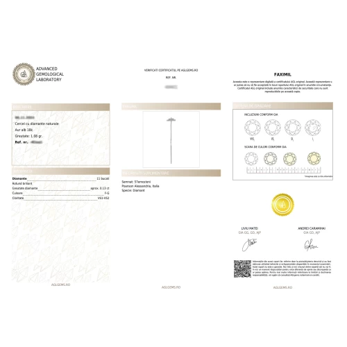 Cercel lung, aur 18k, diamante naturale 0.11 ct, cod 15303LOBD