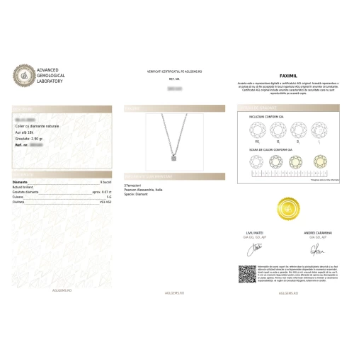 Colier illusion, aur 18k, diamante naturale 0.03 ct + 0.04 ct, cod 01017LPB25D