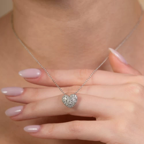 Colier în formă de inimă, aur 18k, diamante naturale 0.19 ct + 0.31 ct, cod 12622LPBD