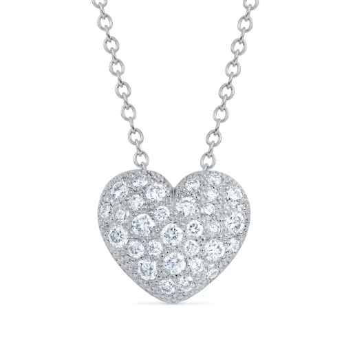 Colier în formă de inimă, aur 18k, diamante naturale 0.19 ct + 0.31 ct, cod 12622LPBD