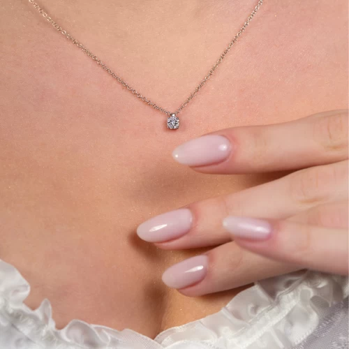 Colier illusion, aur 18k, diamante naturale 0.03 ct + 0.04 ct, cod 01017LPB25D