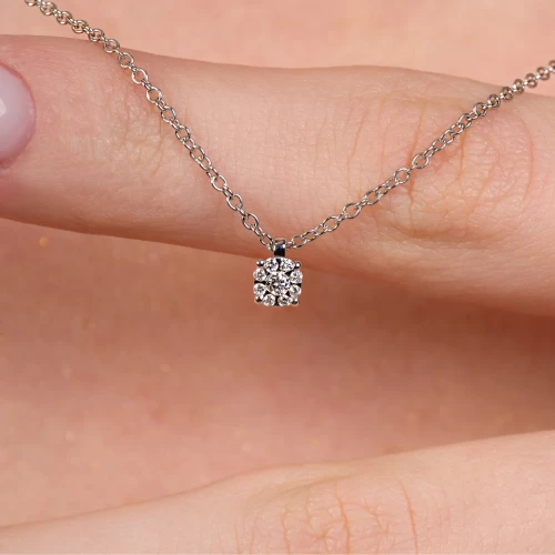 Colier illusion, aur 18k, diamante naturale 0.03 ct + 0.04 ct, cod 01017LPB25D