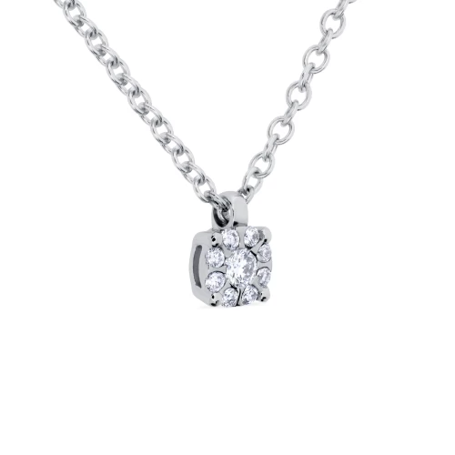 Colier illusion, aur 18k, diamante naturale 0.03 ct + 0.04 ct, cod 01017LPB25D