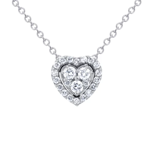 Colier în formă de inimă, aur 18k, diamante naturale 0.08 ct + 0.10 ct, cod 16573LPBD