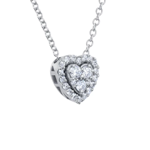 Colier în formă de inimă, aur 18k, diamante naturale 0.08 ct + 0.10 ct, cod 16573LPBD